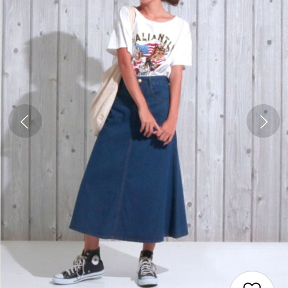 ANAP MIMPI denim skirt Japan distressed midi blue jean M - Picture 12 of 12